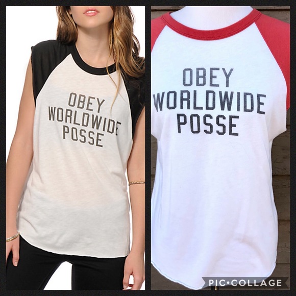 Obey Tops - ☀️☀️☀️ 4/$20 Obey Corner Block Cut Off Raglan Tee